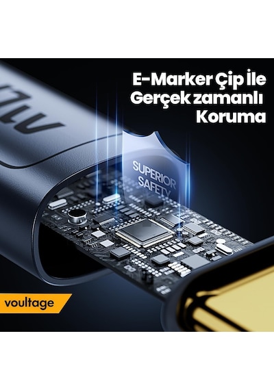240w Type-c To Type-c Dijital Ekranlı Hızlı Şarj Kablosu 1m, Örgülü Akıllı Göstergeli Pd 3.1 480mbps Data Ve Veri Transfer Kablosu, Macbook, İphone 15/16, Android İle Uyumlu - Siyah