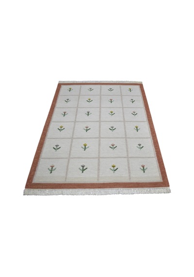 Zehra Abla Halı Yeni El Dokuma 3m2 Modern Tasarım Çiçekli Yün Kilim 7430 Çok Renkli