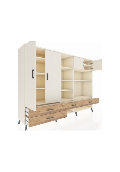 Hyperion Dolap 12 Raflı 4 Çekmeceli 4 Kapaklı 220x44x163 Aytaşı-a Aytaşı-aytaşı/çam