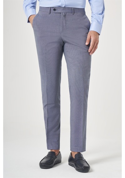 İmza Lacivert Yan Cep Filafil Desen Slim Fit Esnek Pantolon 1003260152 Prussian Lacivert