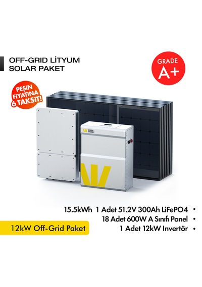 Werer Energy 12kw Trifaz Off-grid Solar Paket - Lifepo4 Batarya/ınverter/solar Panel