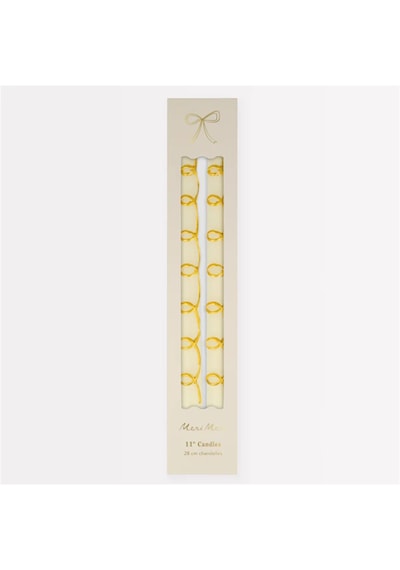 Meri Meri - Gold Swirl Taper Candles - Altın Kıvrımlı Mumlar 2'li Tüm Yaşlar