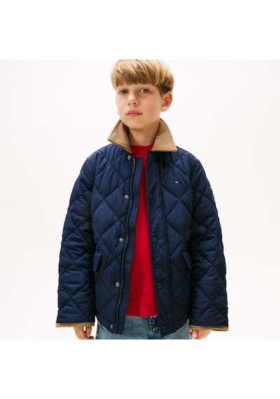 Tommy Hilfiger Contrast Collar Quilted Relaxed Çocuk Lacivert Ceket Kb0kb09814 Mavi
