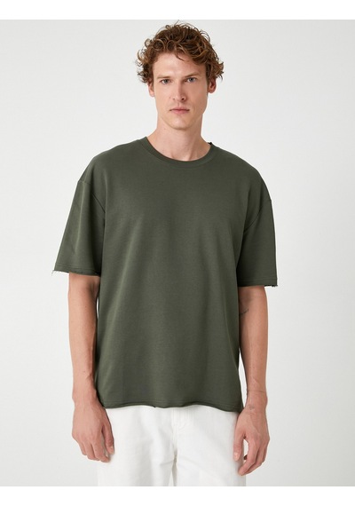 Koton Oversize Tişört Kısa Kollu Bisiklet Yaka Pamuklu Siyah 5wam10053hk Gri