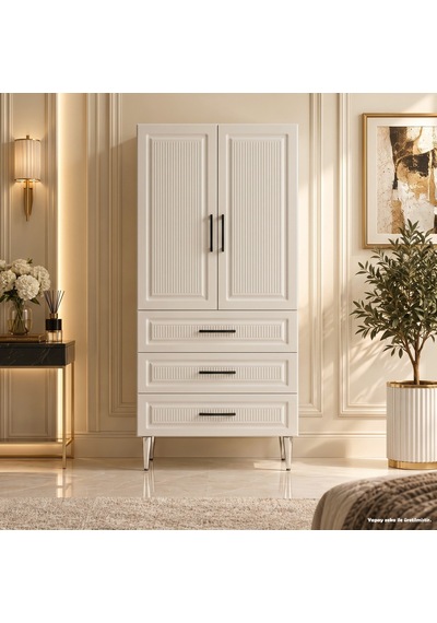 Cape Cod Çok Amaçlı Dolap 60 Cm 2 Kapak 3 Çekmece Soft Beyaz - Çok Amaçlı Banyo Dolabı Bej