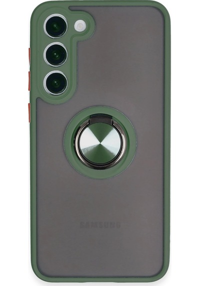 Ilkeshop Newface Samsung Galaxy Uyumlu S23 Plus Kılıf Montreal Yüzüklü Silikon Kapak - Yeşil