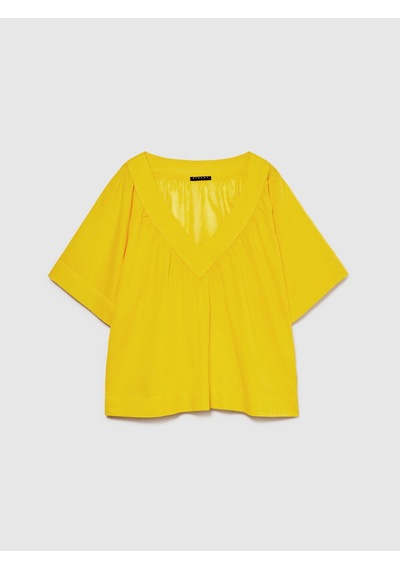 Sisley %100 Pamuk Pileli V Yaka Bluz Kadın 38r Bluz - 324p5ho1lq06q