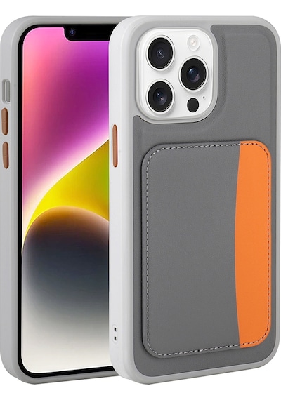 Apple Uyumlu iPhone 16 Pro Kılıf Kartlıklı Zore X-kart Silikon Kapak - Turuncu Turuncu