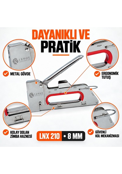 Lenox Lnx210 8 Mm Mekanik Zımba Tabancası 200 Adet Zımba Telli