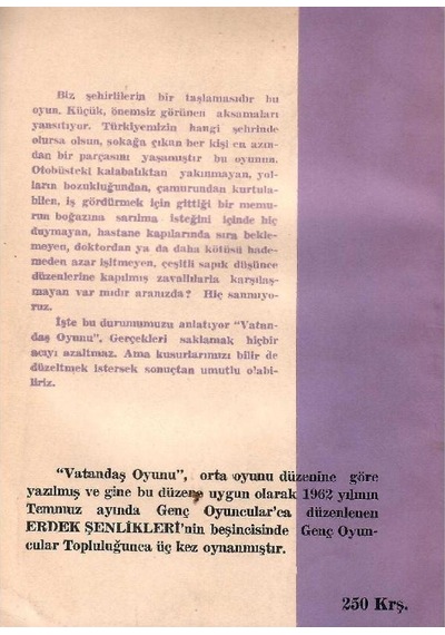Vatandaş Oyunu Genç Oyuncular - Bir Orta Oyunu Çalışmasıdır.
