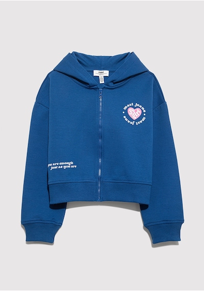 Mavi - Mavi Jeans Baskılı Kapüşonlu Mavi Sweatshirt 7s10172-70770 Mavi