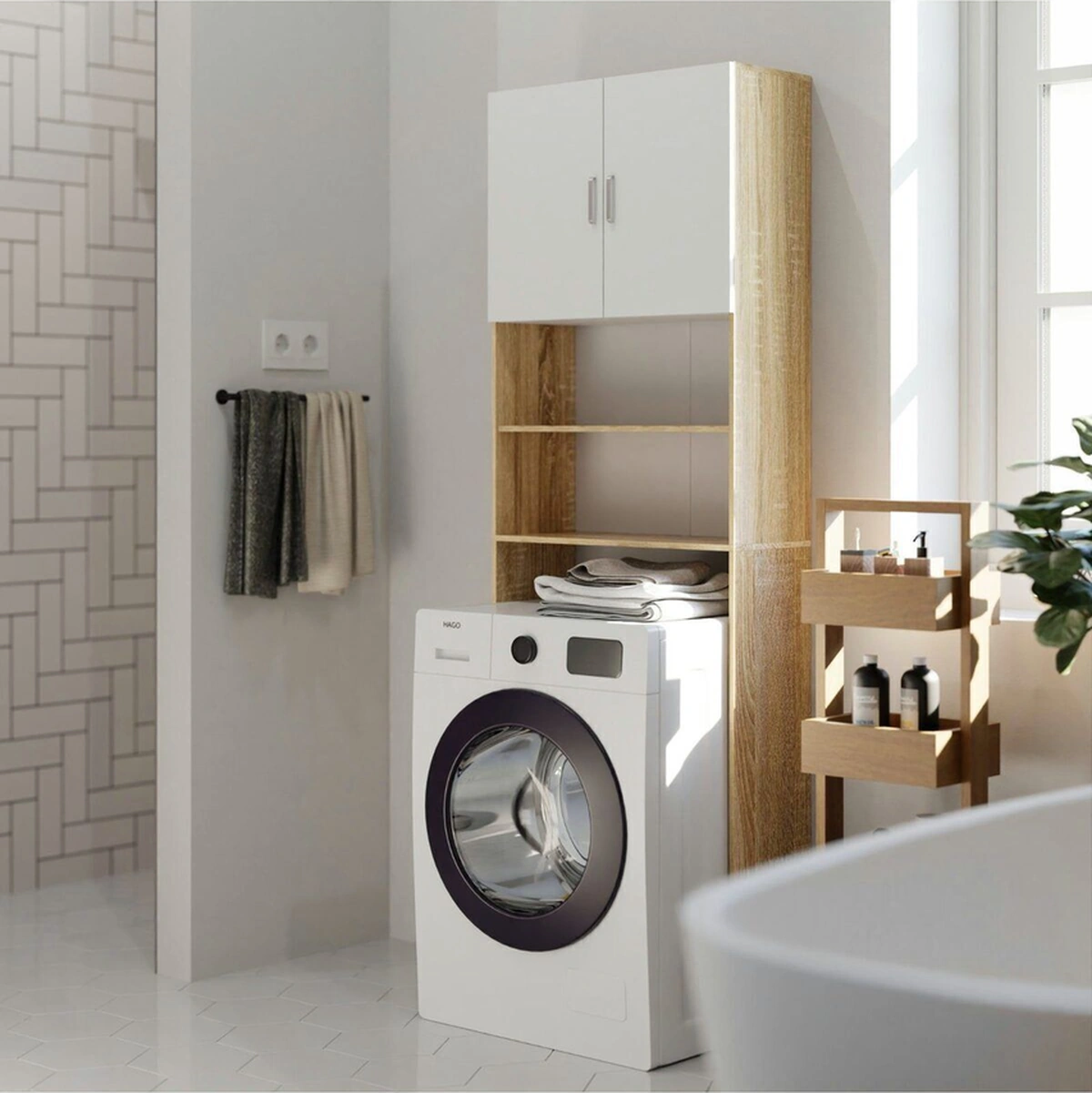 Seden Banyo Dolabı-çok Amaçlı-çamaşır Makinesi Dolabı Beyaz
