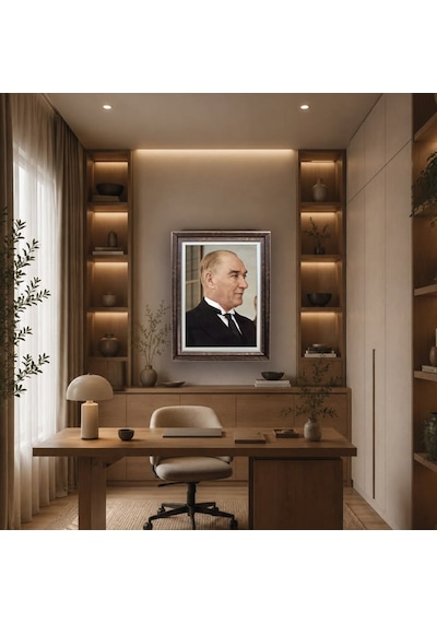 Çerçeveli Deri Atatürk Tablosu 14 Çerçeveli Tablo 61x81 Cm Diğer