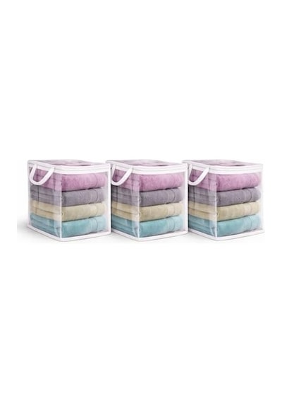 3 Adet Mini Şeffaf Hurç Havlu Giysi Iç Çamaşırı Düzenleyici Saklama Çantası 25x25cm 0