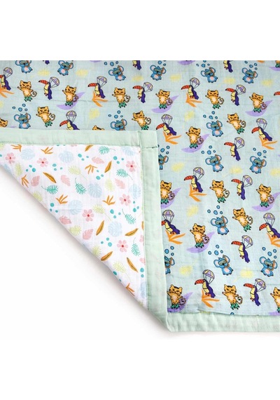 Milk Moo Soft Cuddles Milk&amp Moo Müslin Battaniye Elyaf Dolgulu Jungle Friends Çok Renkli