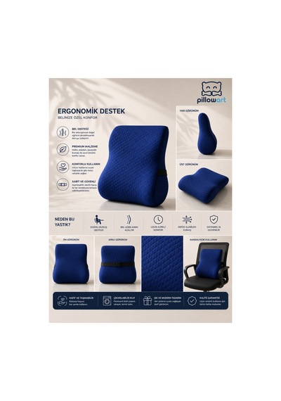 Ergonomik Ve Ortopedik Sırt Minderi Doğru Destek, Konforlu Oturuş