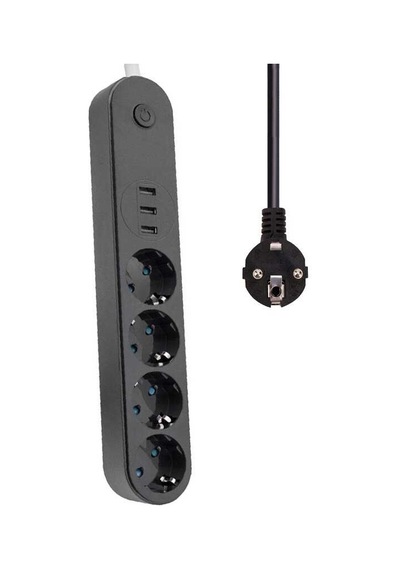 Büro Ev Ofis Cihazları İçin 2mt 4priz 3usb Akım Korumalı Isıya Dayanıklı Uzatma Kablosu Diğer