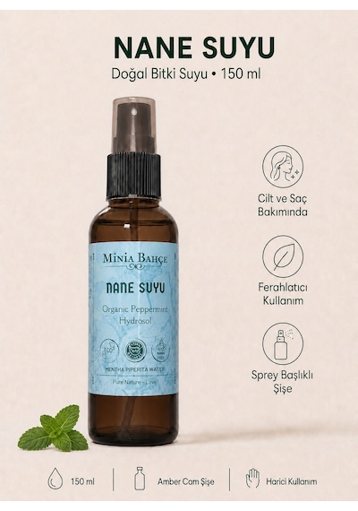 Minia Bahçe Saf ve Katkısız Nane Hidrosolü Nane Suyu 150 ML