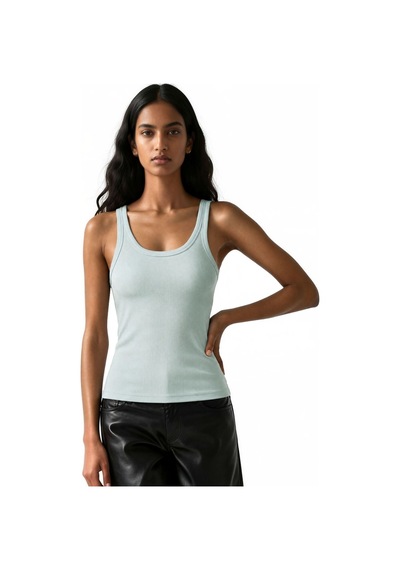 Hiccup Busem Kolsuz Ribanalı U Yaka Tank Top Adaçayı Yeşili