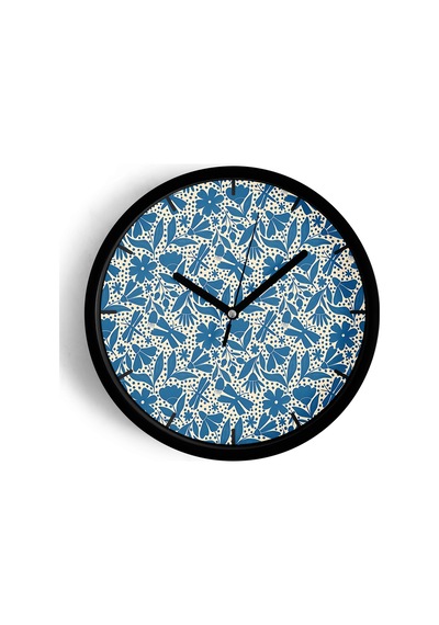 Soyut Renkli Çiçek Temalı Modern Duvar Saati - 25cm - Önü Camlı Siyah Kasa - Sessiz Mekanizma-jh0108 Siyah