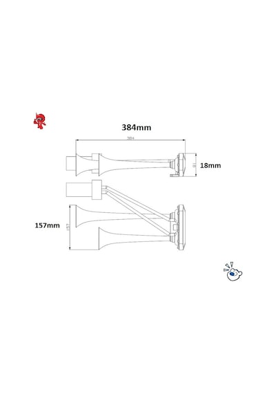 Seger 12Volt Fala-Fala Kompresörlü Korna 85Kh Krom Boru
