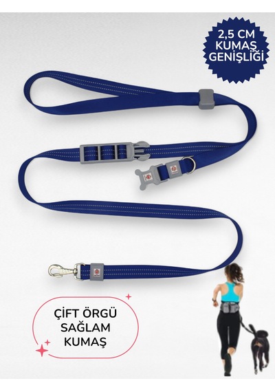 Caramelos Hands-free Eller Serbest Gezdirme Kayışı- Köpek Gezdirme Kayışı - Eller Serbest- Köpek Gezdirme İpi Lacivert