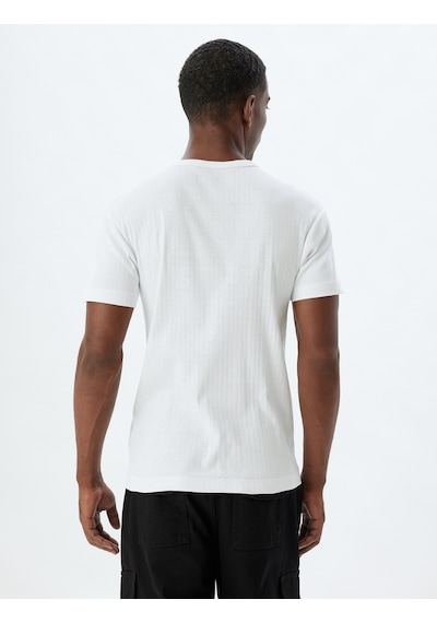 Koton Slim Fit Tişört Slogan Baskılı Bisiklet Yaka Kısa Kollu Pamuklu Beyaz 5wam10192hk Beyaz