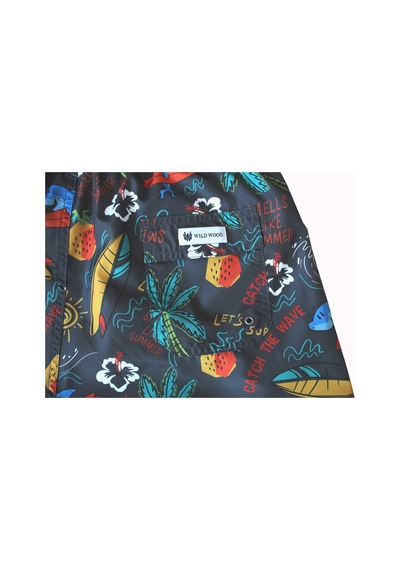 Wild Wood Garment Wild Wood Summer Surf Palmiye Desenli Hızlı Kuruyan Erkek Deniz Şortu Çok Renkli - Antrasit