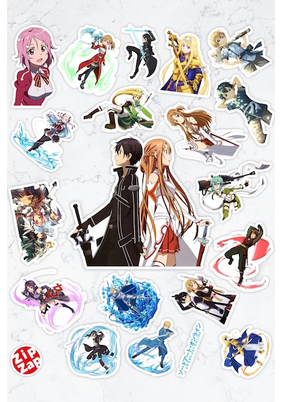 Sword Art Online Sao Anime Sticker Paketi 20 Adet Çok Renkli