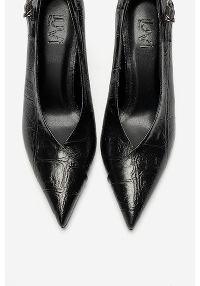 Luvi Shoes Polly Siyah Baskı Kadın Topuklu Ayakkabı