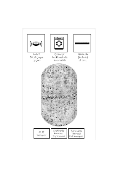 West Home Dijital Baskı Yıkanabilir Kaymaz Taban Oval Mutfak Halısı Salon Halısı Ve Yolluk Wh 548 Grey Oval