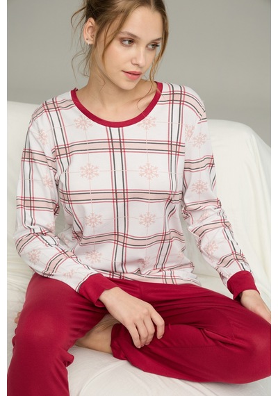 Siyah İnci Örme Pamuklu Pijama Takım25240236 Çok Renkli