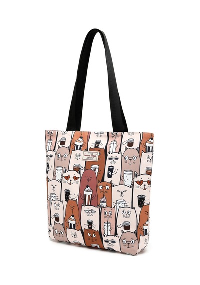 Printed Edition Askılı Omuz Çantası 0237 Latte Cat