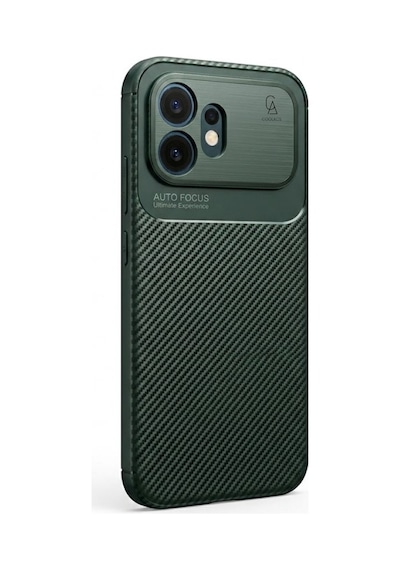 Honor 600 Uyumlu Kılıf Karbon Tasarım Kamera Korumalı Silikon Telefon Kılıfı Kapak Koyu Yeşil