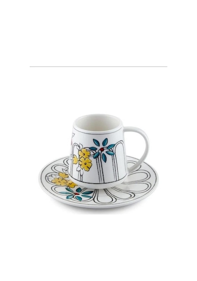The Mia Beyaz Desenli Porselen Tek Kişilik Kahve Fincanı Cup0044