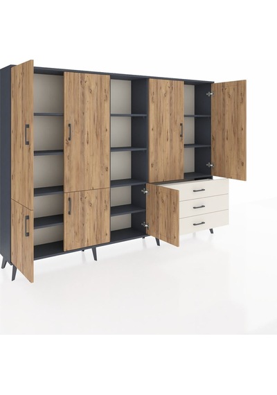 Arges Dolap 11 Raflı 3 Çekmeceli 7 Kapaklı 220x30x163 Antrasit-çam/aytaşı Atlas Çam/aytası - Antrasıt Arges Dolap 11 Raflı 3 Çekmeceli 7 Kapaklı 220x30x163 Antrasit-çam/aytaşı Atlas Çam/aytası - Antrasıt