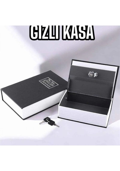 Büyük Boy Anahtarlı Kitap Görünümlü Çelik Gizli Kasa Altın Kasası