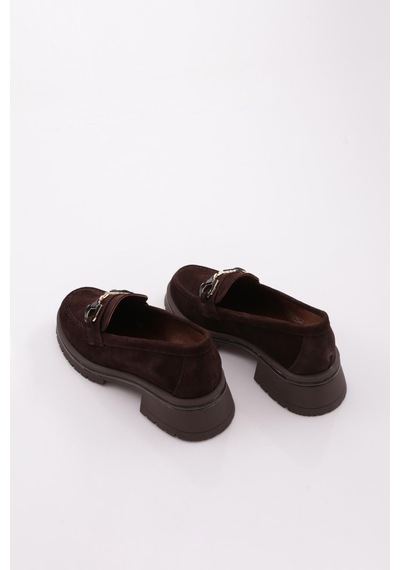 Dgn 5587 Kadın Loafer Ayakkabı Kahve Süet