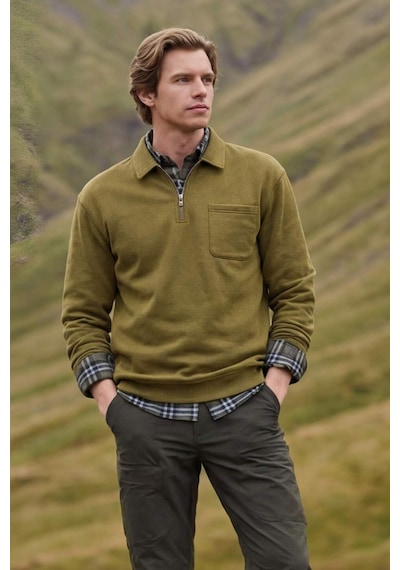 Defacto Yarım Fermuarlı Sweatshirt F8215ax26spkh256 Haki-kh256
