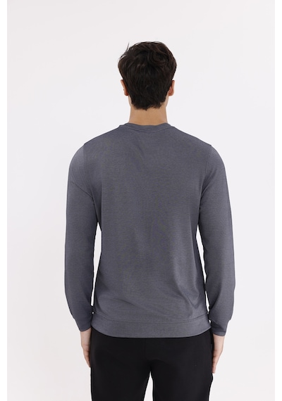 Rowinger Merserize Efektli Yumuşak Doku Ayarlanabilir Kapüşonlu Rahat Kalıp Kapüşonlu Sweatshirt Navyblue