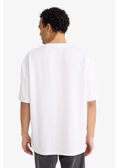 Defacto Oversize Geniş Kalıp Bisiklet Yaka Kısa Kollu Basic Düz Ağır Kumaş Tişört X3926az26spwt34 Beyaz-wt34