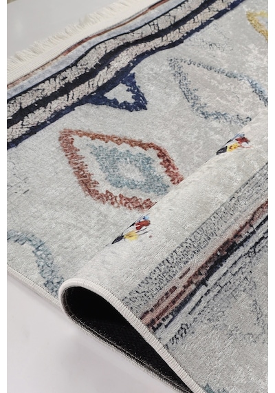 Blghome Etnik Desen Modern Halı Dekoratif Kilim Ekru - Gri