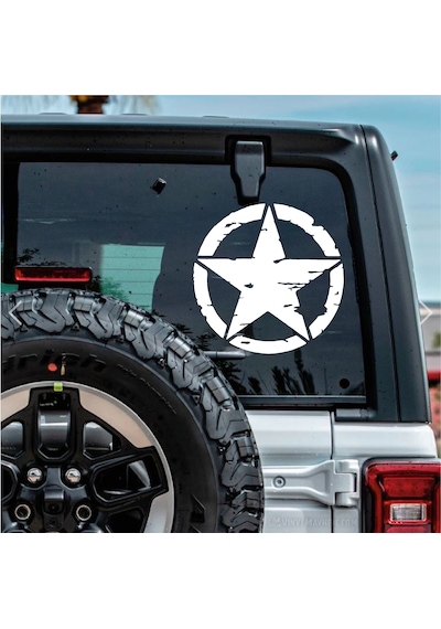Askeri Yıldız Sticker - 4x4 Off Road Adventure Kamp Avcı Sticker - Araba Oto Motosiklet Karavan Sticker - 00677 15x15 Cm