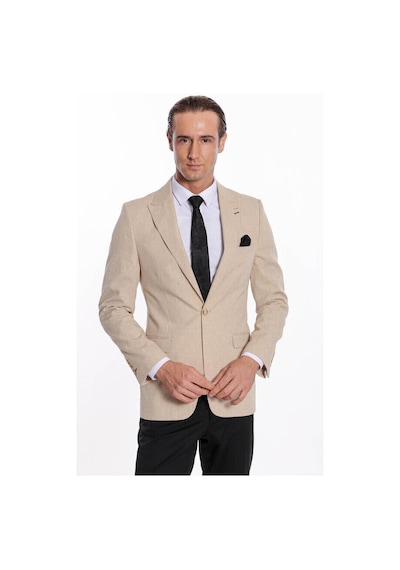 Wessi Slim Fit Sivri Yaka Bej Erkek Ceket Bej