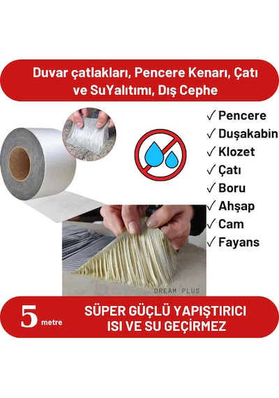 96mm X 2mt Su Sızdırmaz Çamur Bant Çatı İzolasyon Ve Boru Çatlak Tamir Bandı