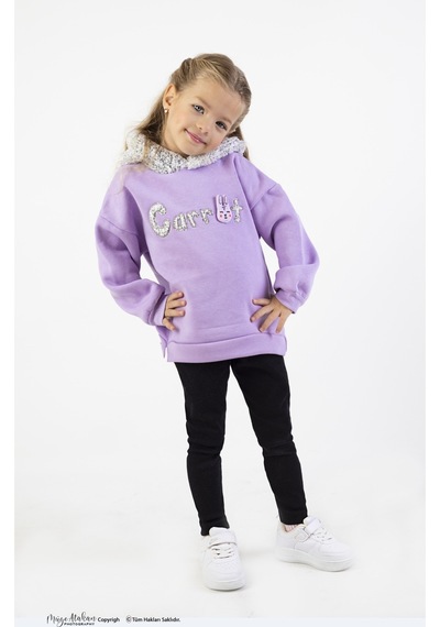 Harika Kids Kız Çocuk Kumaş Orta Kalınlıkta Caretta Nakış Örme Basic Taytlı Alt Üst Takımı 001
