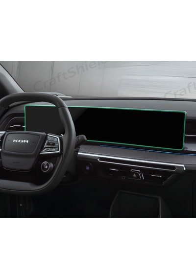 Kgm Ssangyong Actyon 2025-2026 Uyumlu 12.3"+12.3" Tek Parça 9h Nano Ekran Koruyucu Şeffaf
