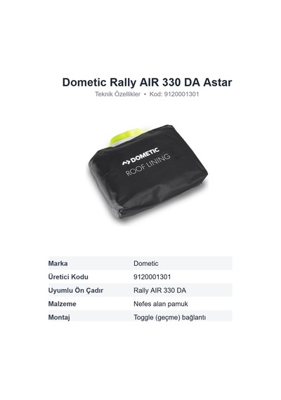 Dometic Rally Aır 330 Da Drive-away Ön Çadır Tavan Astarı Roof Lining 9120001301