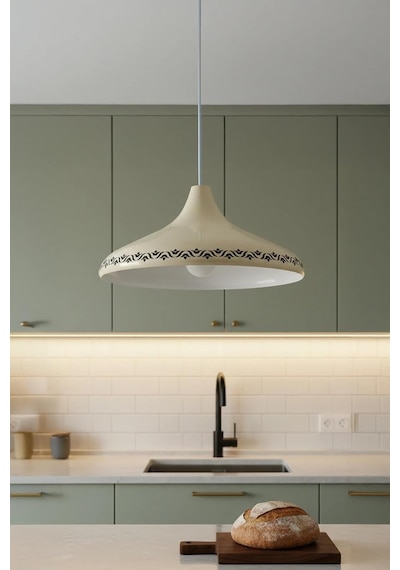 Nova Tulip Metal Sarkıt Avize, Bohem Tavan Lambası Ve Salon Oturma Odası Aydınlatması - Krem - 35 Cm Modern Dek Genel