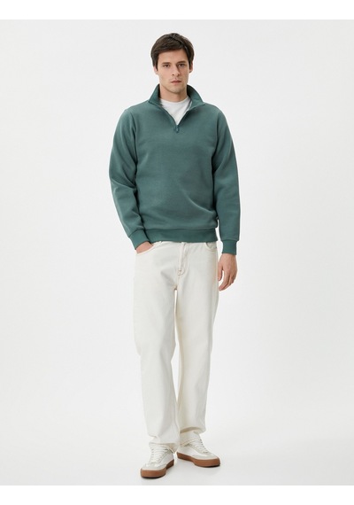 Koton Yarım Fermuarlı Sweatshirt Basic Dik Yaka Ribanalı Uzun Kollu Yeşil 4sam70002mk Yeşil Koton Yarım Fermuarlı Sweatshirt Basic Dik Yaka Ribanalı Uzun Kollu Yeşil 4sam70002mk Yeşil